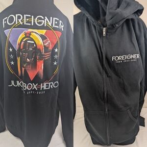 Foreigner Juke Box Hero 2021-22 Tour Vintage Concert Merch Hoodie Large